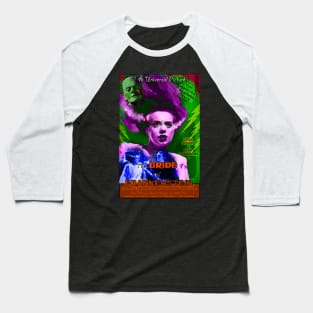 The Bride of Frankenstein Faux Retro Movie Poster Baseball T-Shirt